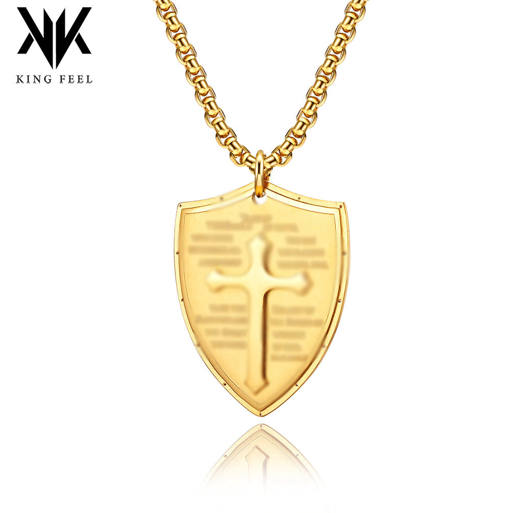 Cross Shield Titanium Steel Gold-plated Niche Necklaces