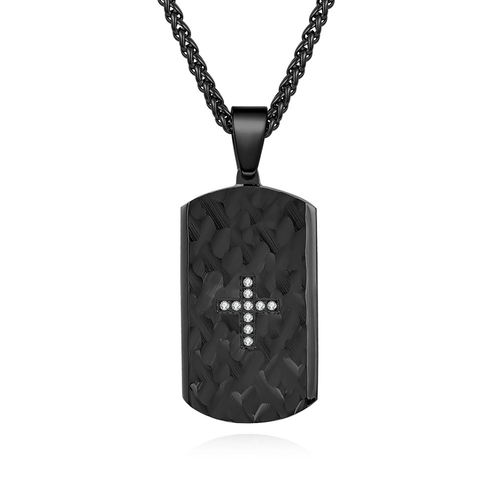 Men's & Women's Titanium Steel Bark Stripes Beveled Diamond Pendant