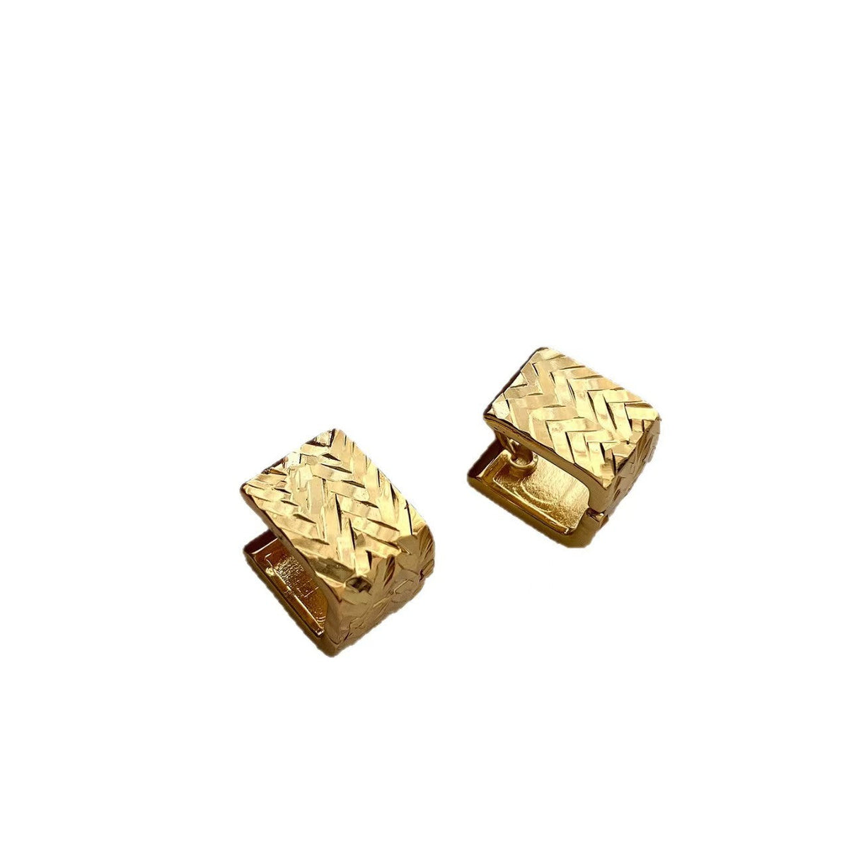 Retro Diamond Woven Geometric Square Ear Clip Earrings