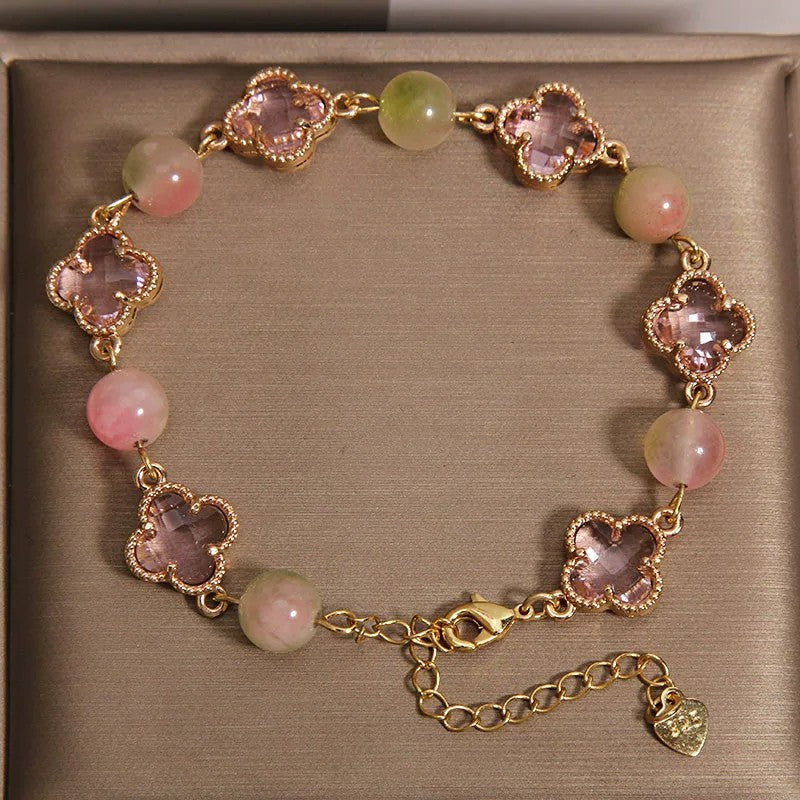 Agate Female Light Luxury Minority Exquisite Four-leaf Clover Bracelet