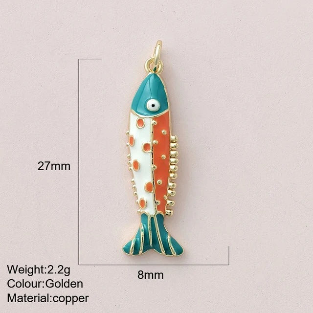 Color Enamel Fish Copper Drop Oil Pendant