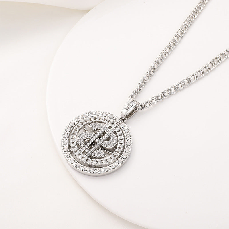 Simulation American Dollar Character Diamond Light Luxury Necklaces