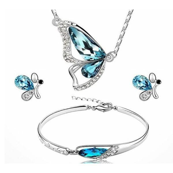Suit Fashion Crystal Butterfly Diamond Love Jewelry Set
