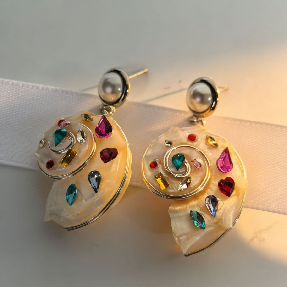 Ocean Style Natural Shell Conch Long Earrings