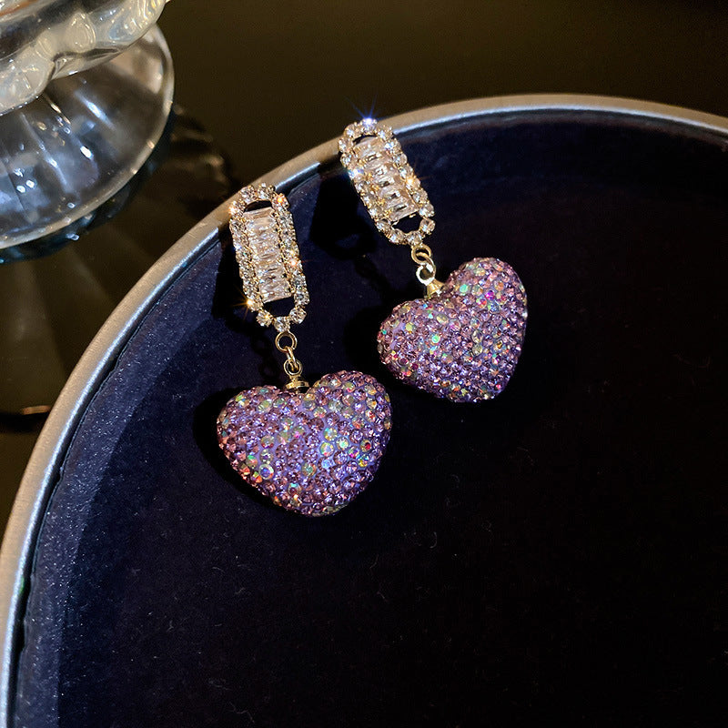 French Royal Style Zircon Geometric Flower Light Luxury High-grade Earrings