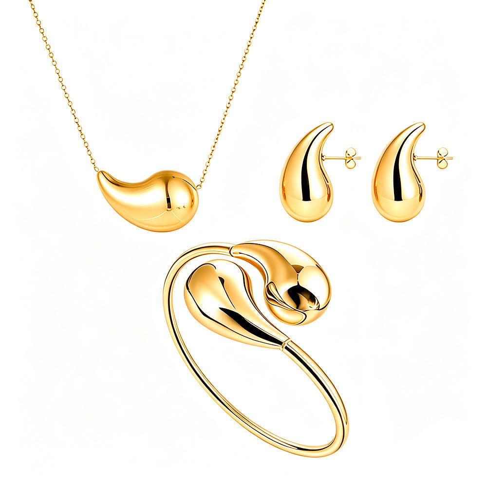 Advanced Design Gold Drop Elegant Titanium Rings