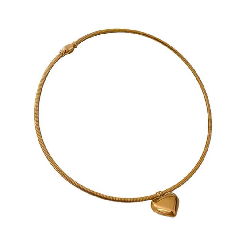 Niche Design Simple Titanium Steel Heart-shaped Collar Clavicle Personality Necklace