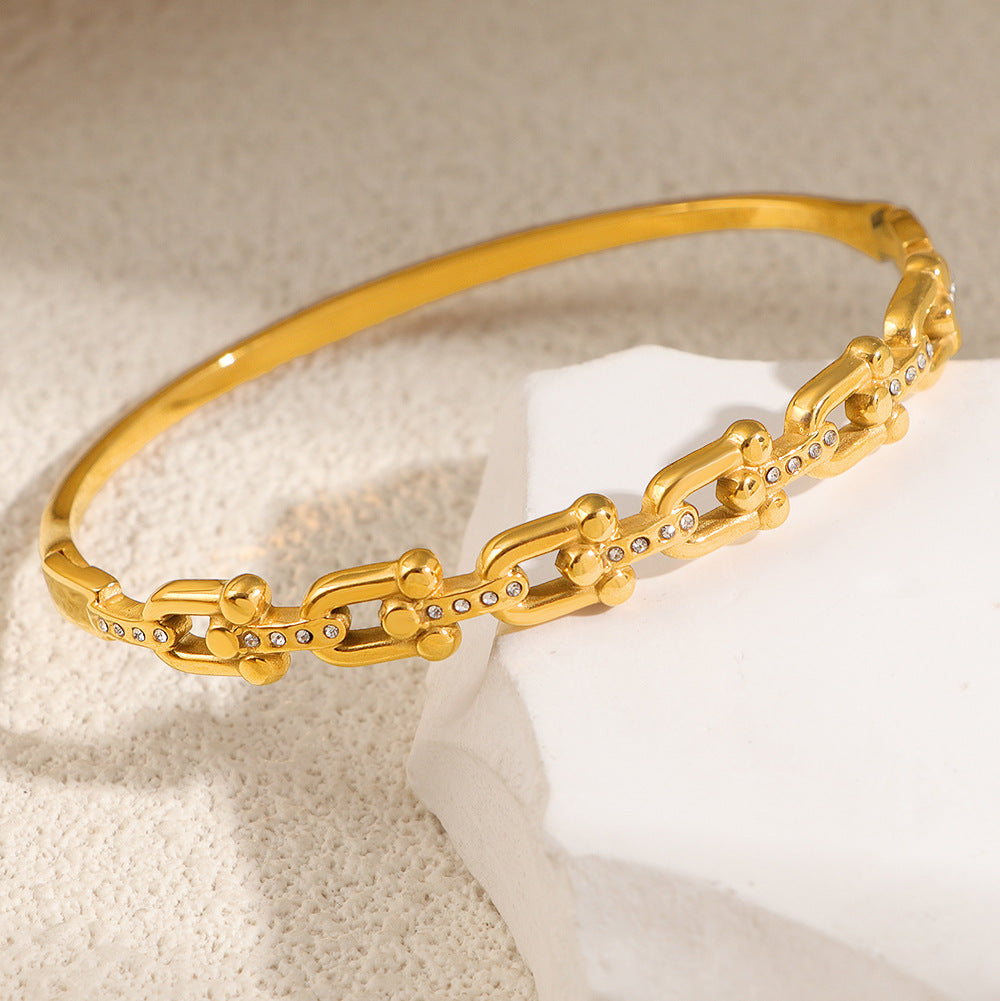 Women's Fashion Titanium Steel Geometric Variety White Diamond Light Luxury Bracelet