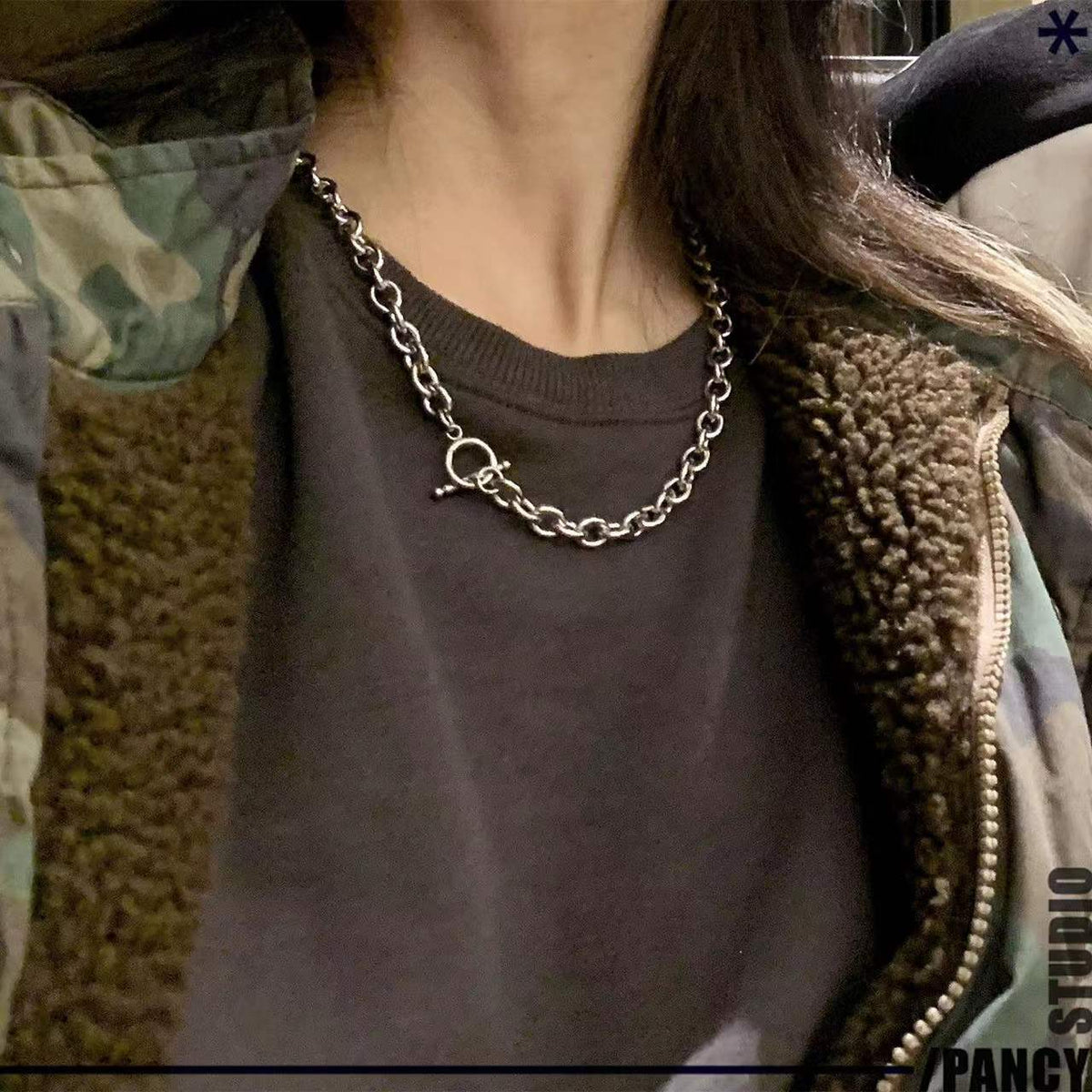 Women's & Men's Style Personalized Hip Hop Punk Street Thick Chain Hollow Buckle Necklaces