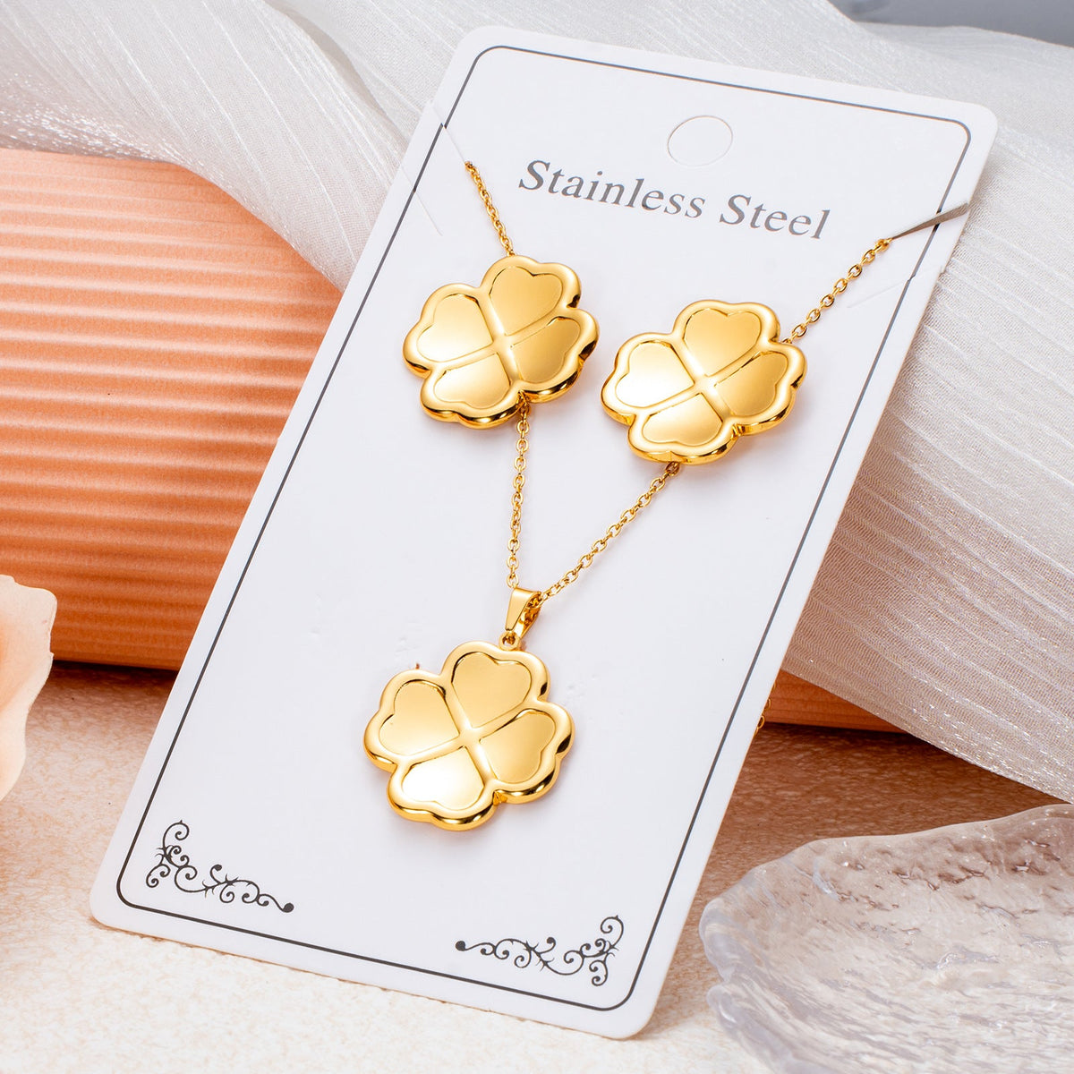 Series Stainless Steel Ear Light Luxury Jewelry Set