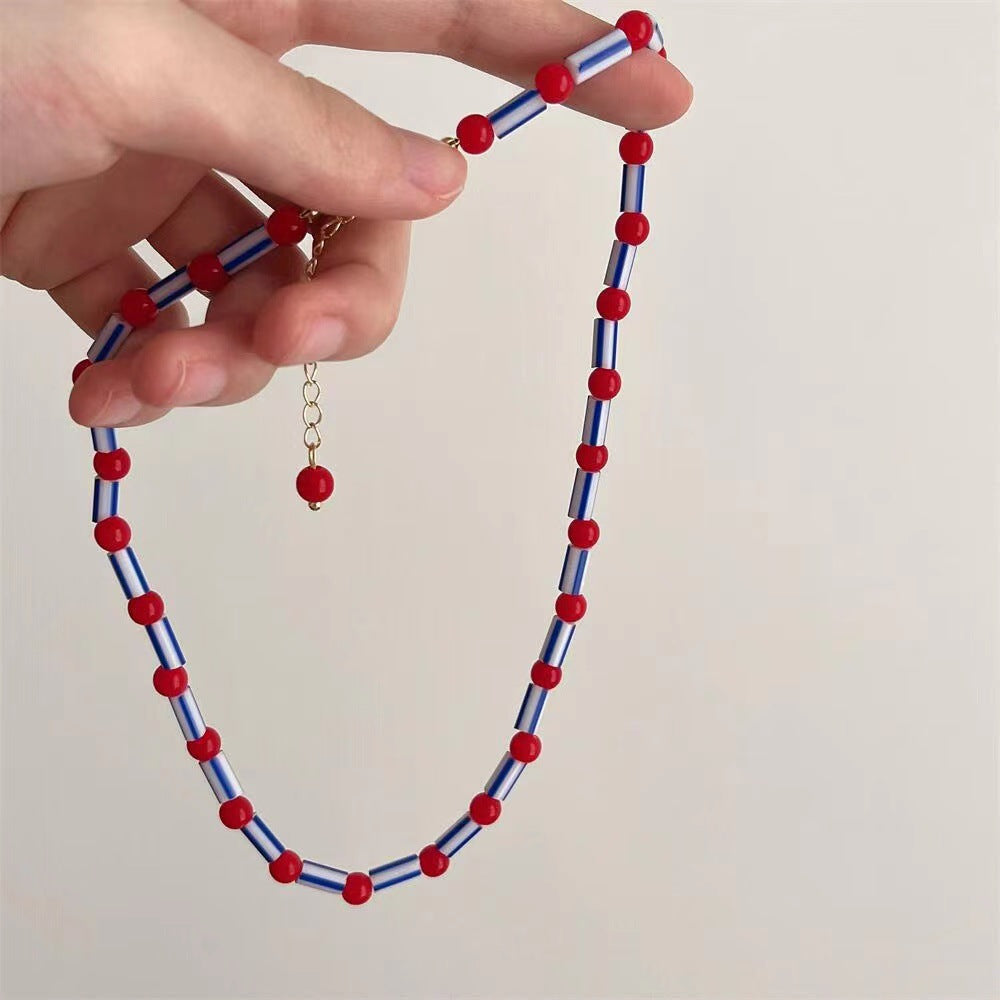 Fashion Color Handmade Woven Bead Ethnic Style Rainbow Necklaces