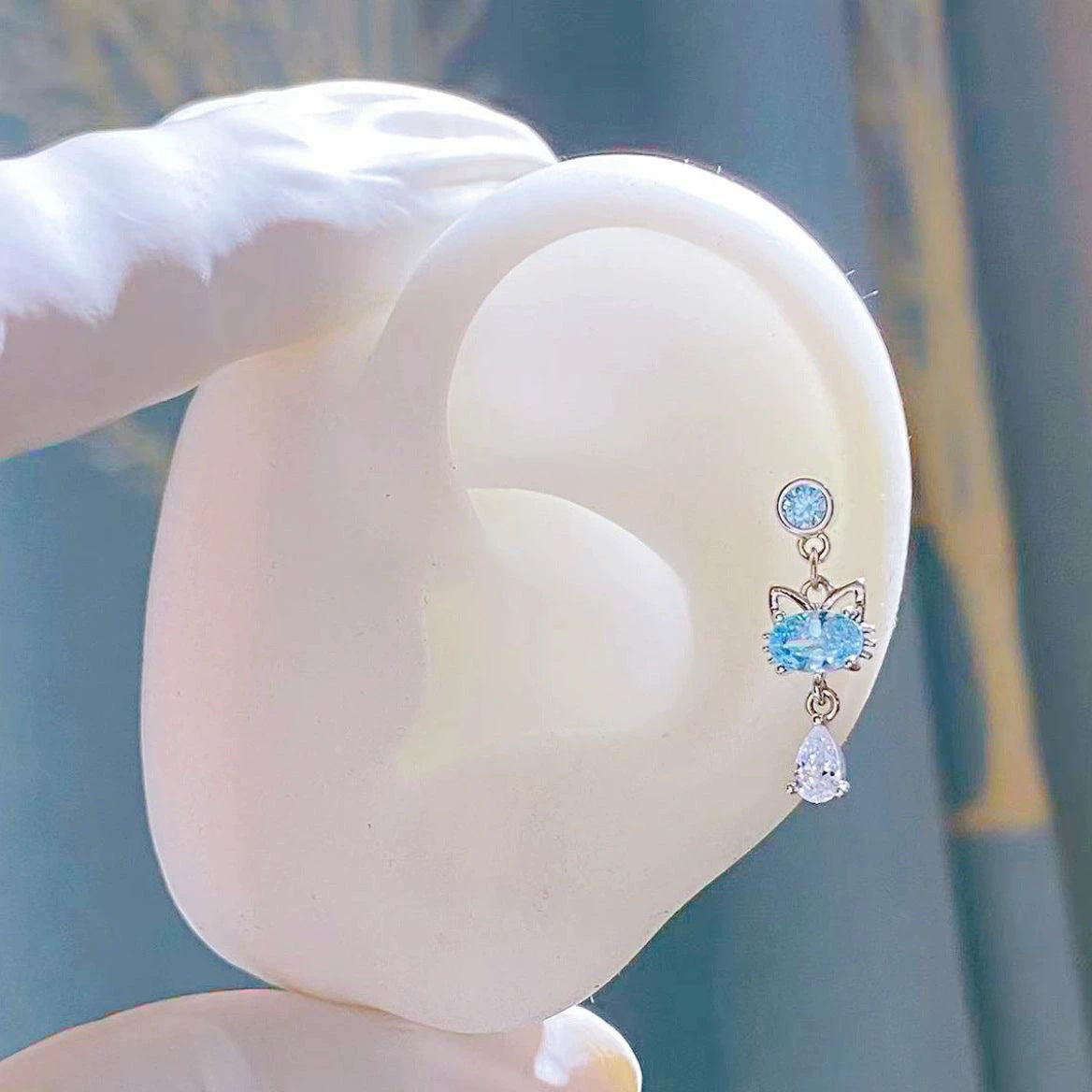 Collection Ear Bone Medical Titanium Steel Cartoon Hello Kitty Earrings
