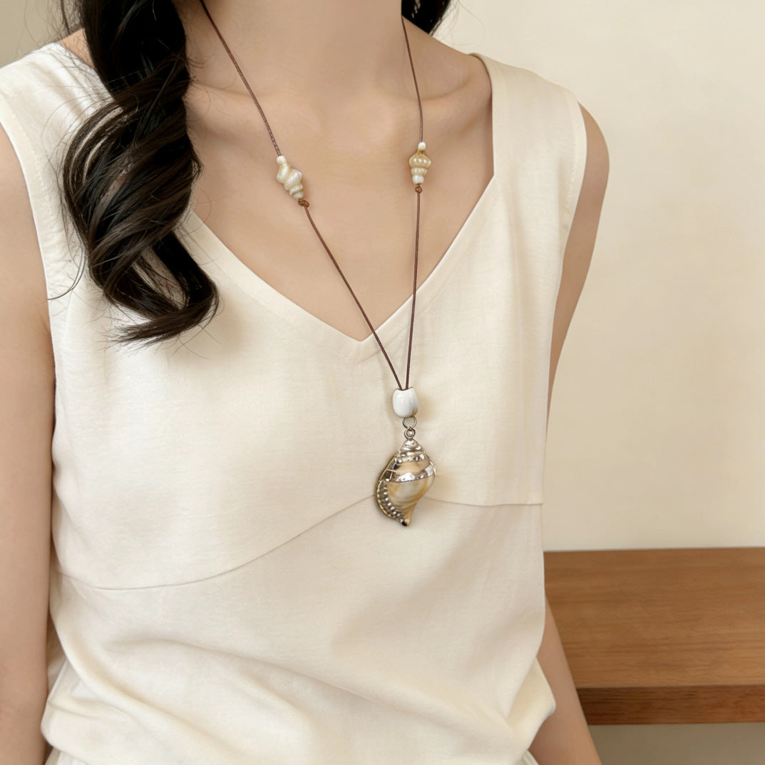 Women's Cotton String Starfish Shell Beaded Seaside Atmosphere Vacation Pendant