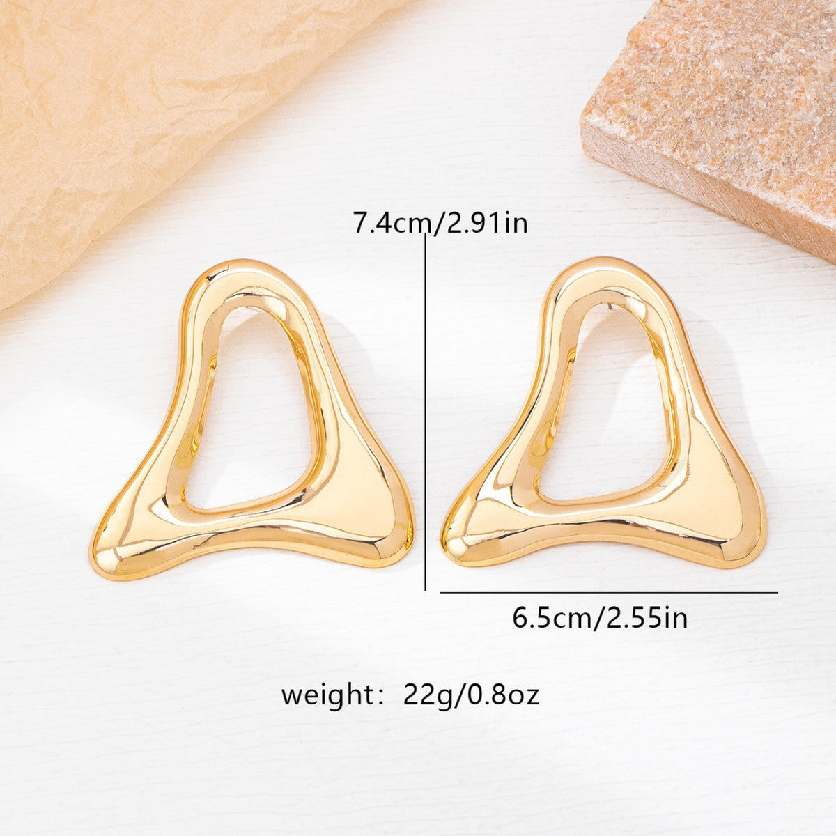 Triangle Glossy Hollow Alloy High Sense Stud Earrings