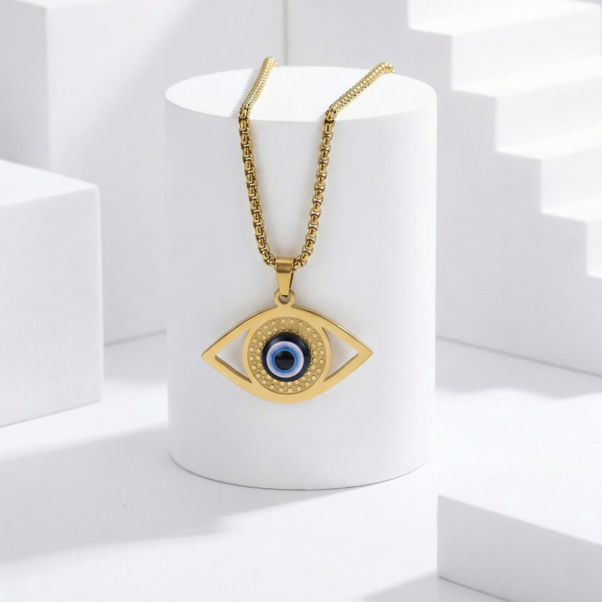Evil Blue Eyes Stainless Steel Turkish Pendant