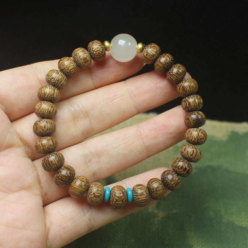 Women's & Men's Natural Nan Agilawood Round Beads Buddha Bracelet