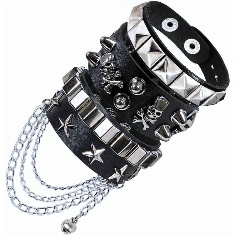 Wide Domineering Personalized Rivet Punk Street Bracelet