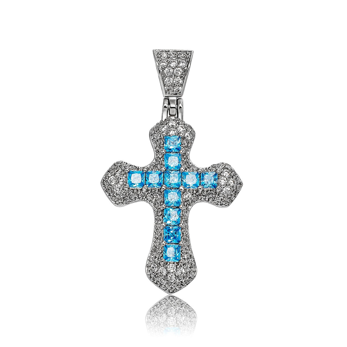 Men's Hip Hop Color Zircon Cross Fashion Sweater Pendant