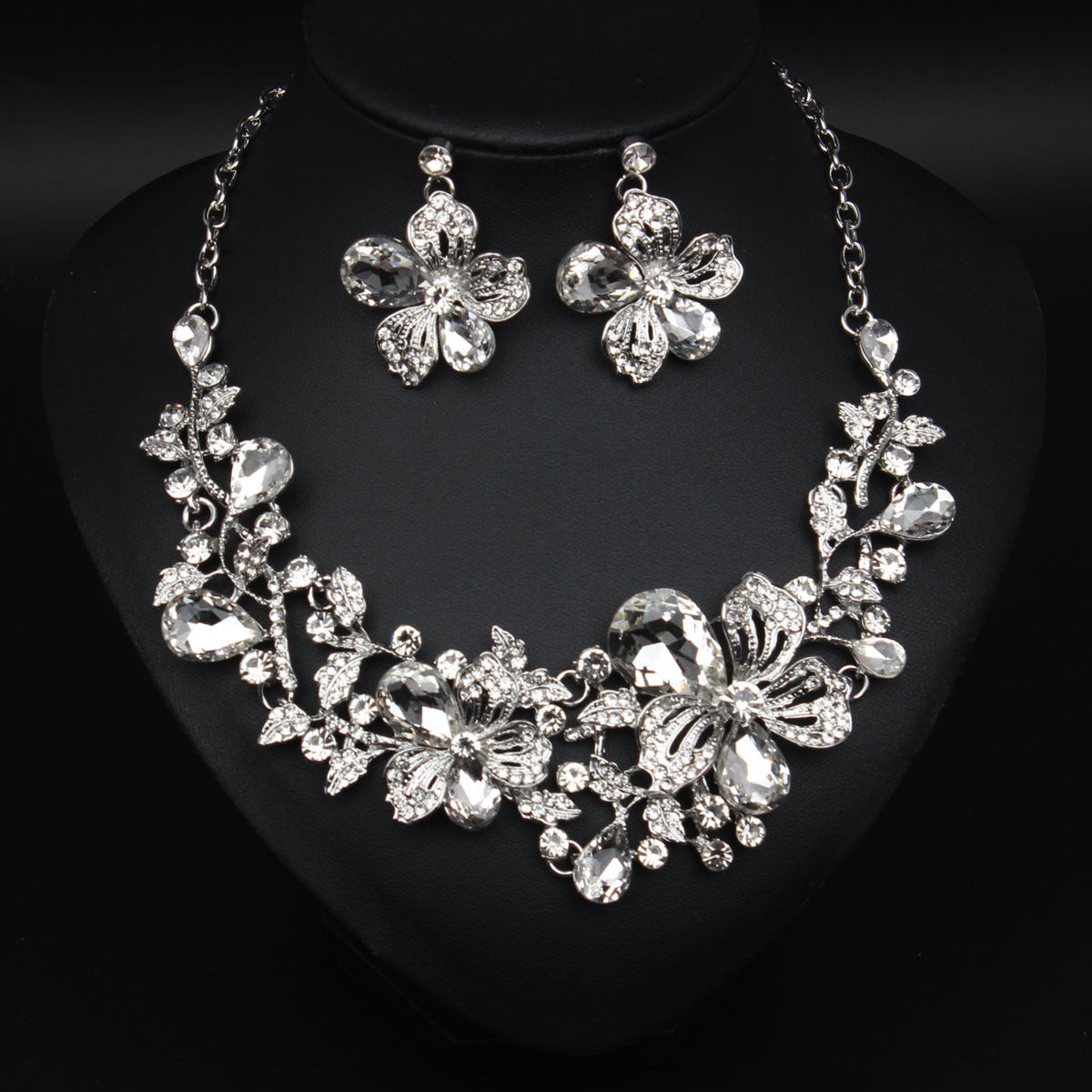 Jewel Flower Crystal Suite Banquet Dress Earrings