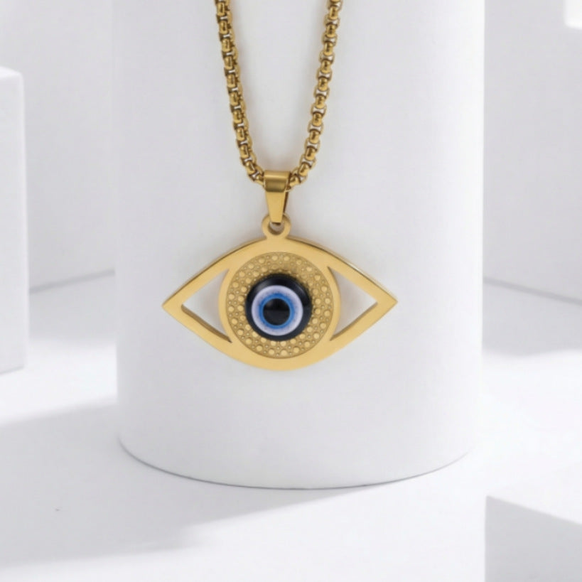 Evil Blue Eyes Stainless Steel Turkish Pendant
