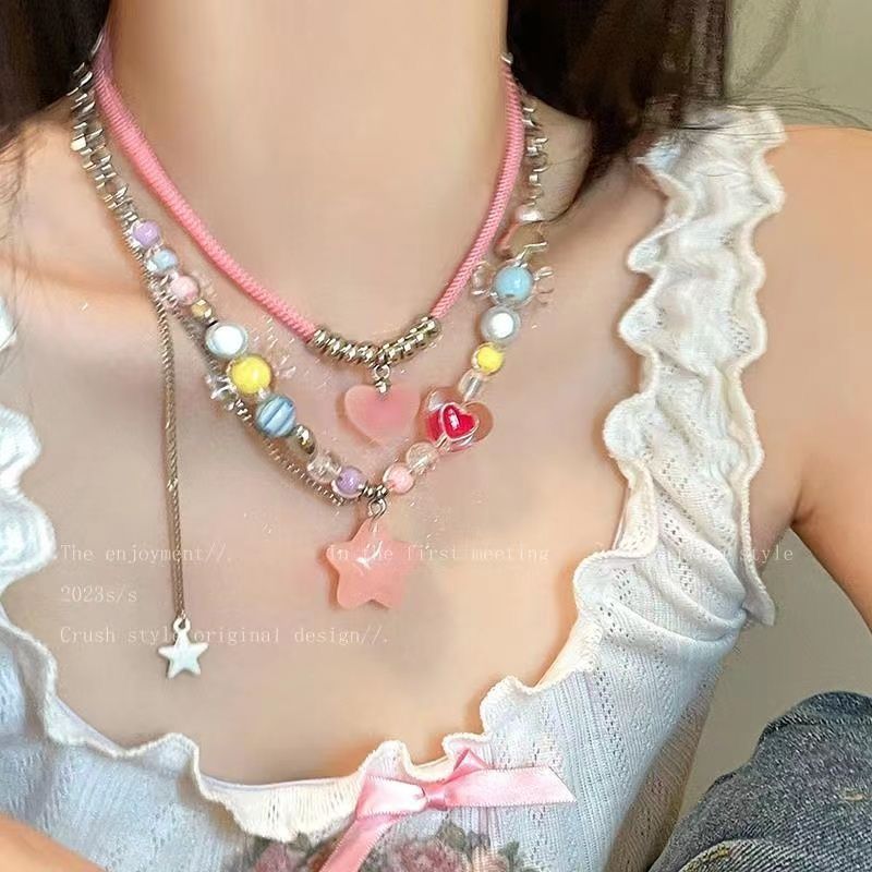 Women's Dopamine Colorful Candy Tassel For Light Luxury High-grade Clavicle Necklaces