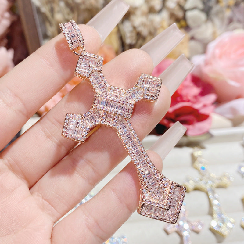 Full Diamond Cross Hip Hop Real Necklaces