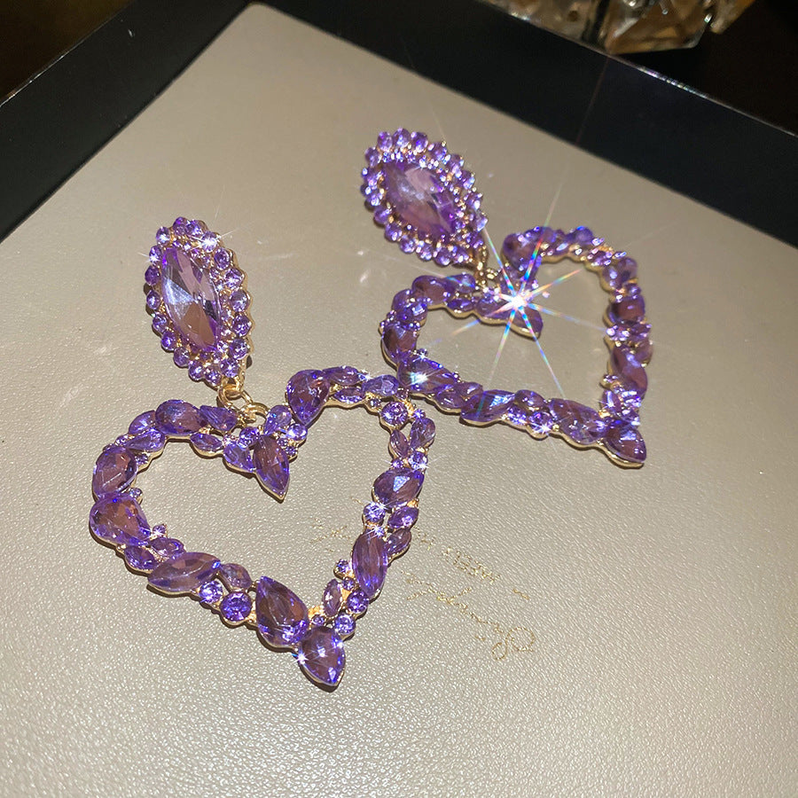 French Royal Style Zircon Geometric Flower Light Luxury High-grade Earrings