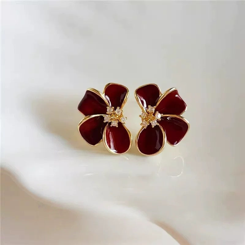 Women's French Simplicity Pink Blooming Flower For Design High-grade Exquisite Earrings