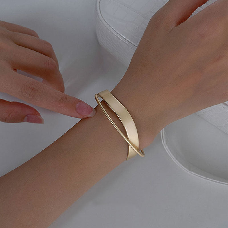 Cold Style Geometric Cross Personality Matte Gold Metal Bracelets
