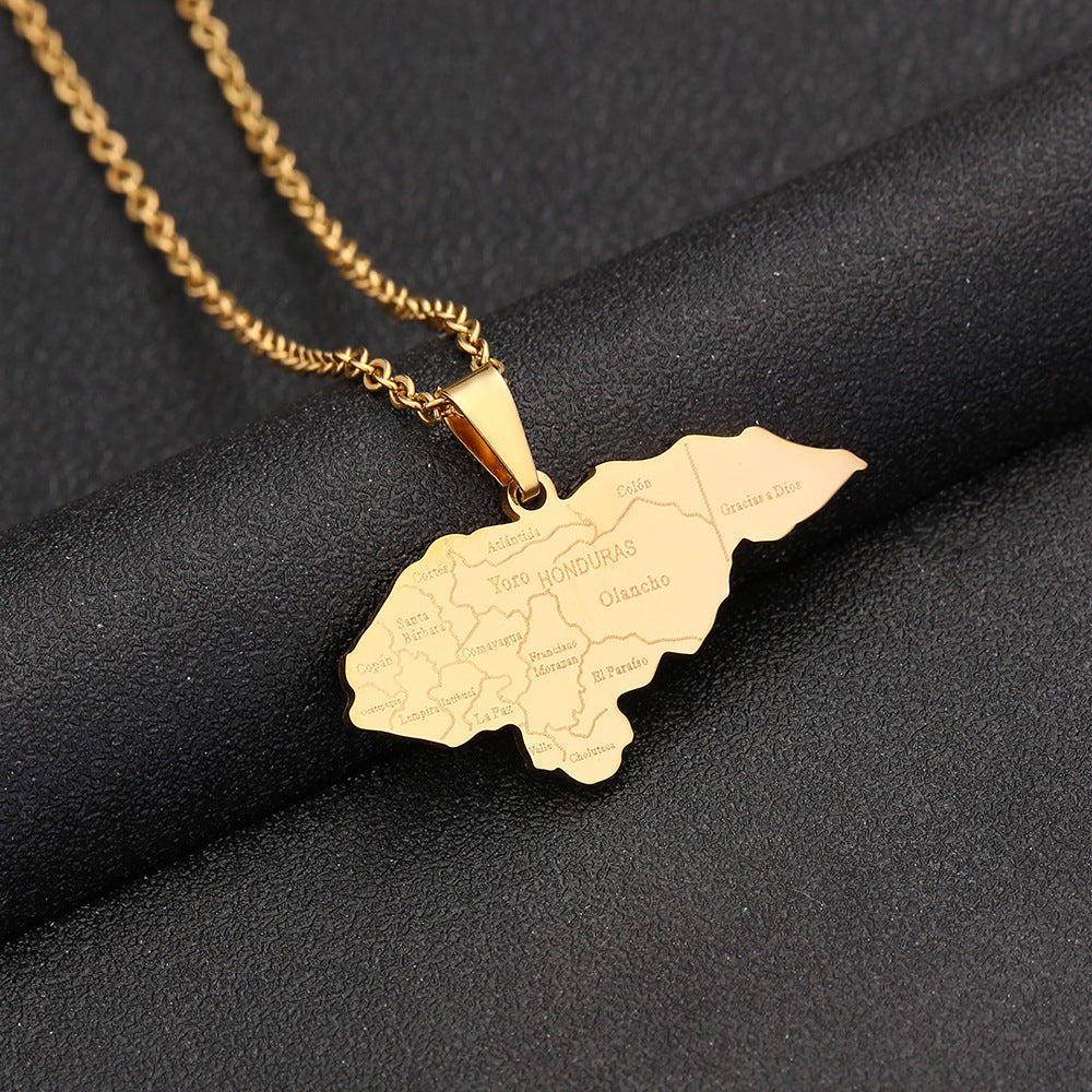 Stainless Steel Honduras Map City Couple National Style Pendants