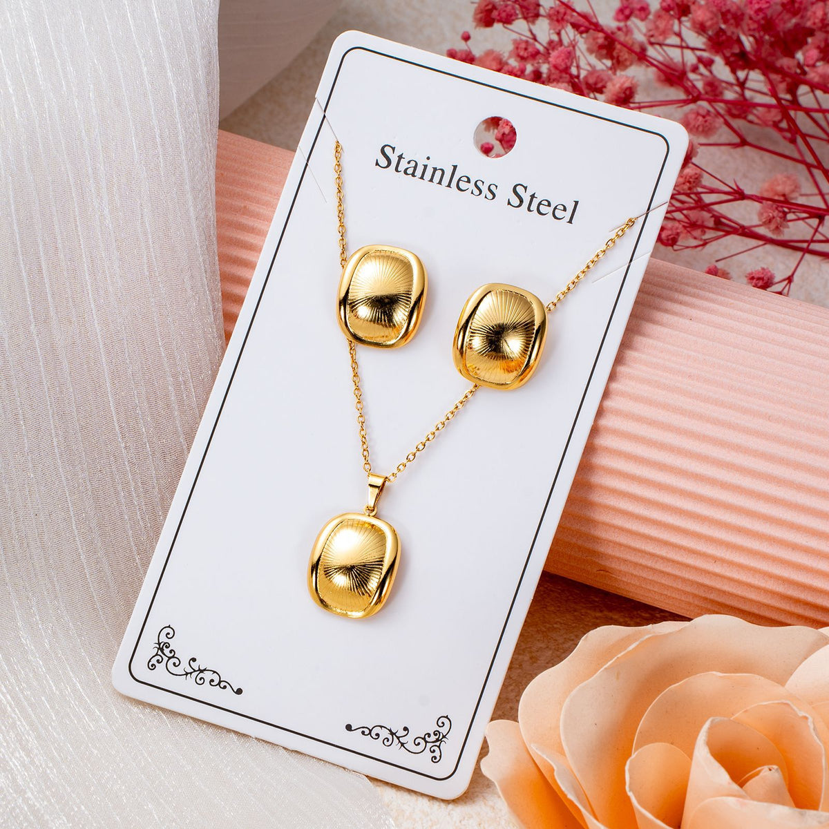 Series Stainless Steel Ear Light Luxury Jewelry Set