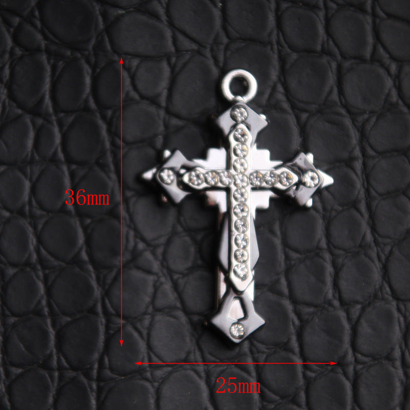 Women's & Men's Cool Diamond Two-color Cross Stitching Alloy Necklaces