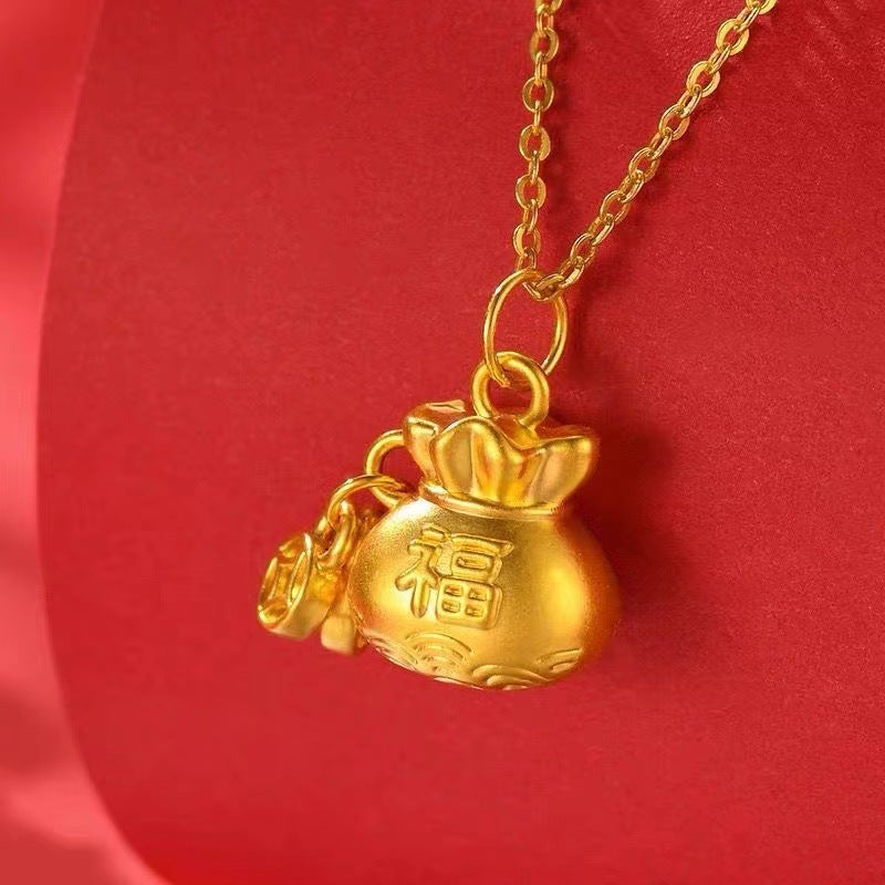 Lucky Bag Fashion Minority Design Micro Inlaid Zircon Beads Clavicle Necklace
