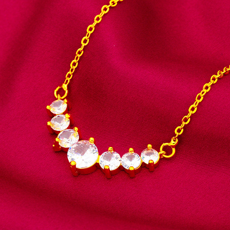 Women's Vietnam Placer Gold Suit Ear White Jewelry Set