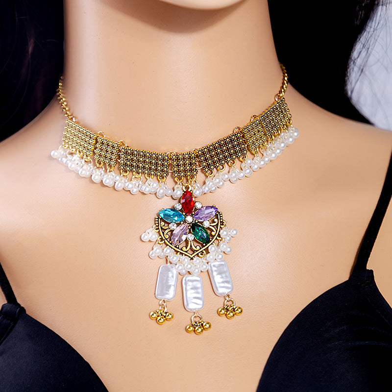 Bohemian Crystal Ethnic Style Diamond Tassel Jewelry Set