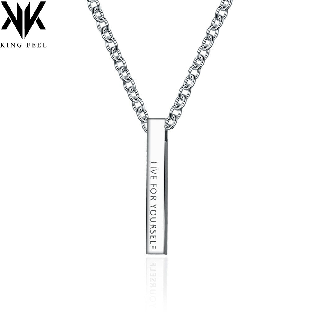 Simple Long Column Glossy Titanium Steel Pendant