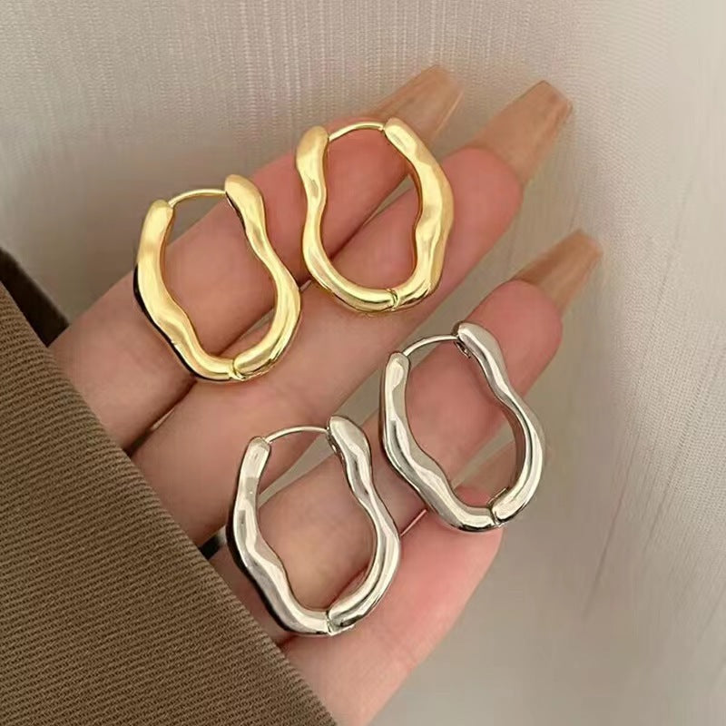 Women's Temperamental Irregular Geometric Ear Clip Light Luxury Minority High-grade Stud Earrings
