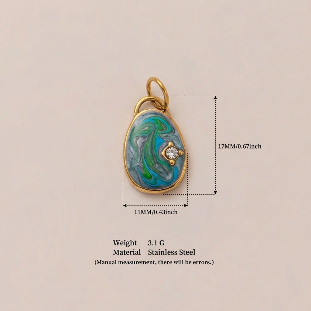 Dripping Round Furnace Stainless Steel Gold Color Preserving Pendant