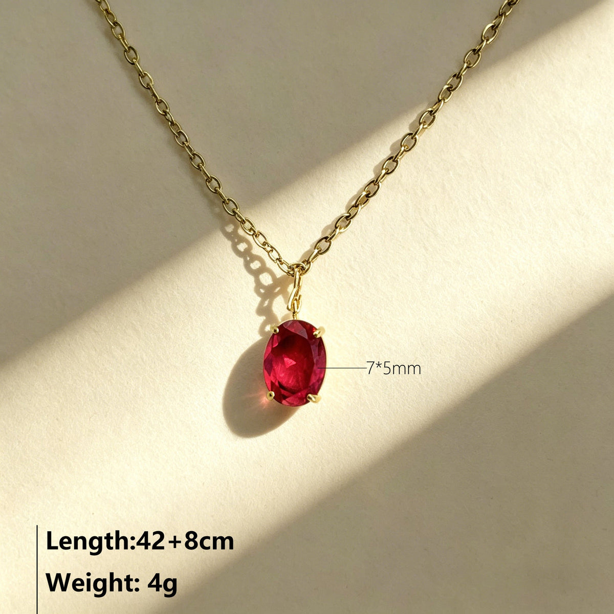 Women's Colorful Crystals Oval Zircon Stainless Steel Gold-plated Collarbone Pendant