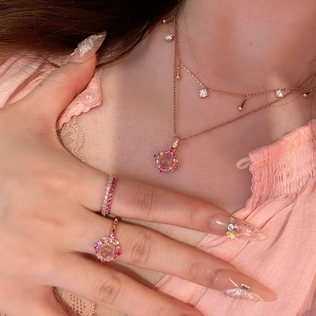 Retro French Pink Crystal Antique Style Jewelry Set