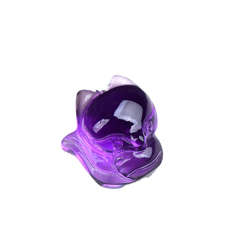 Crystal Big Head Cute Fox Citrine Pink Tea Purple Necklaces