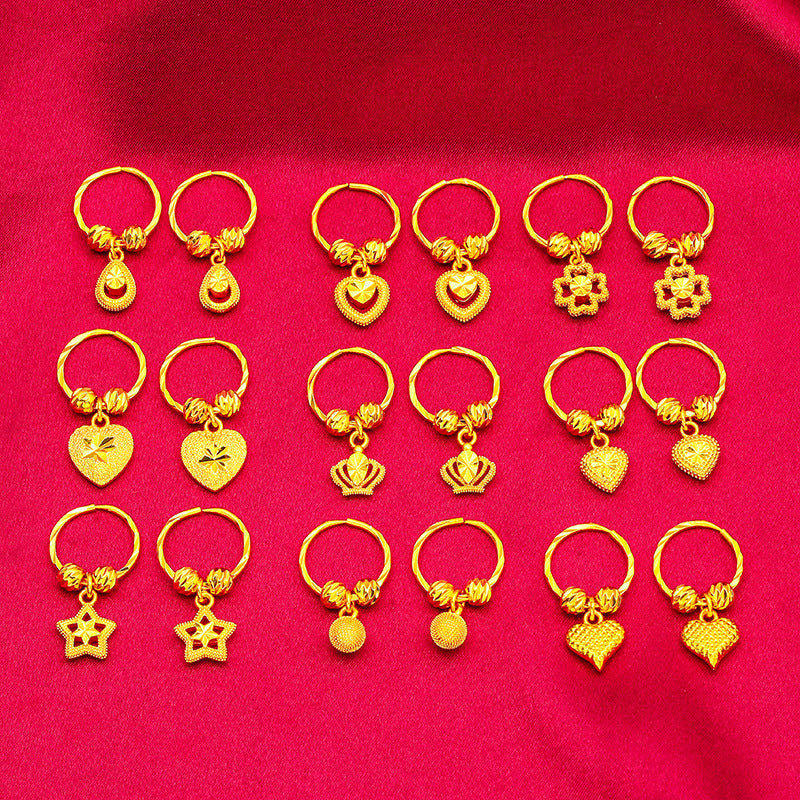 Women's Love Five-pointed Star Crown Water Drop Beads Live Earrings