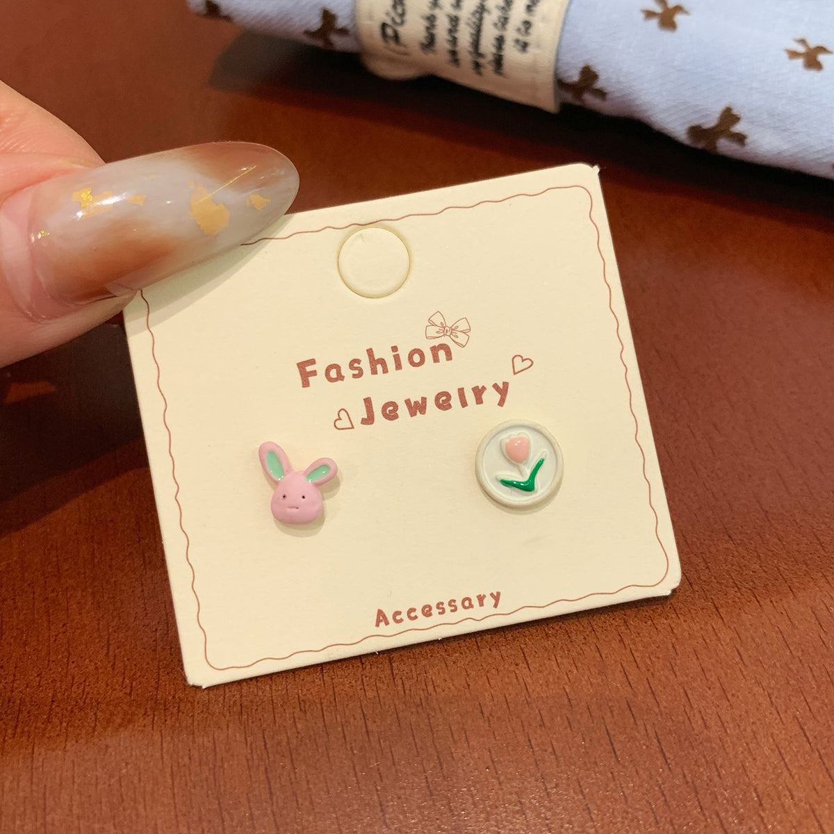 Colorful Fruit Cat Female Sier Needle Cartoon Cute Sweet Design Rings