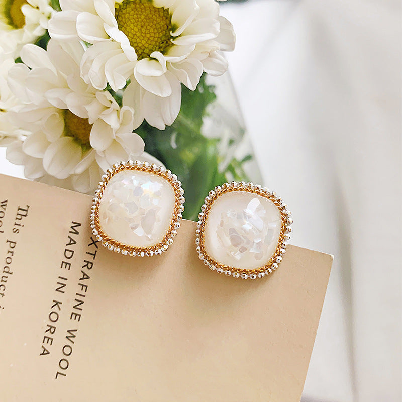 Sier Pearl Flower Temperamental Niche High-grade Earrings