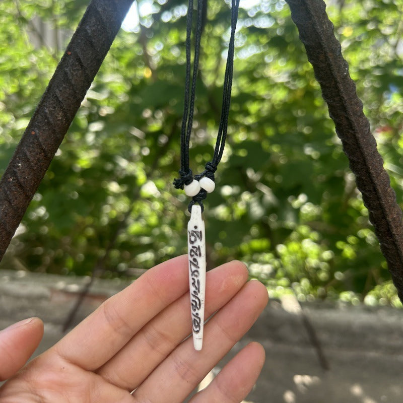 Nepal Yak Bone Hand Carved Six Pendant