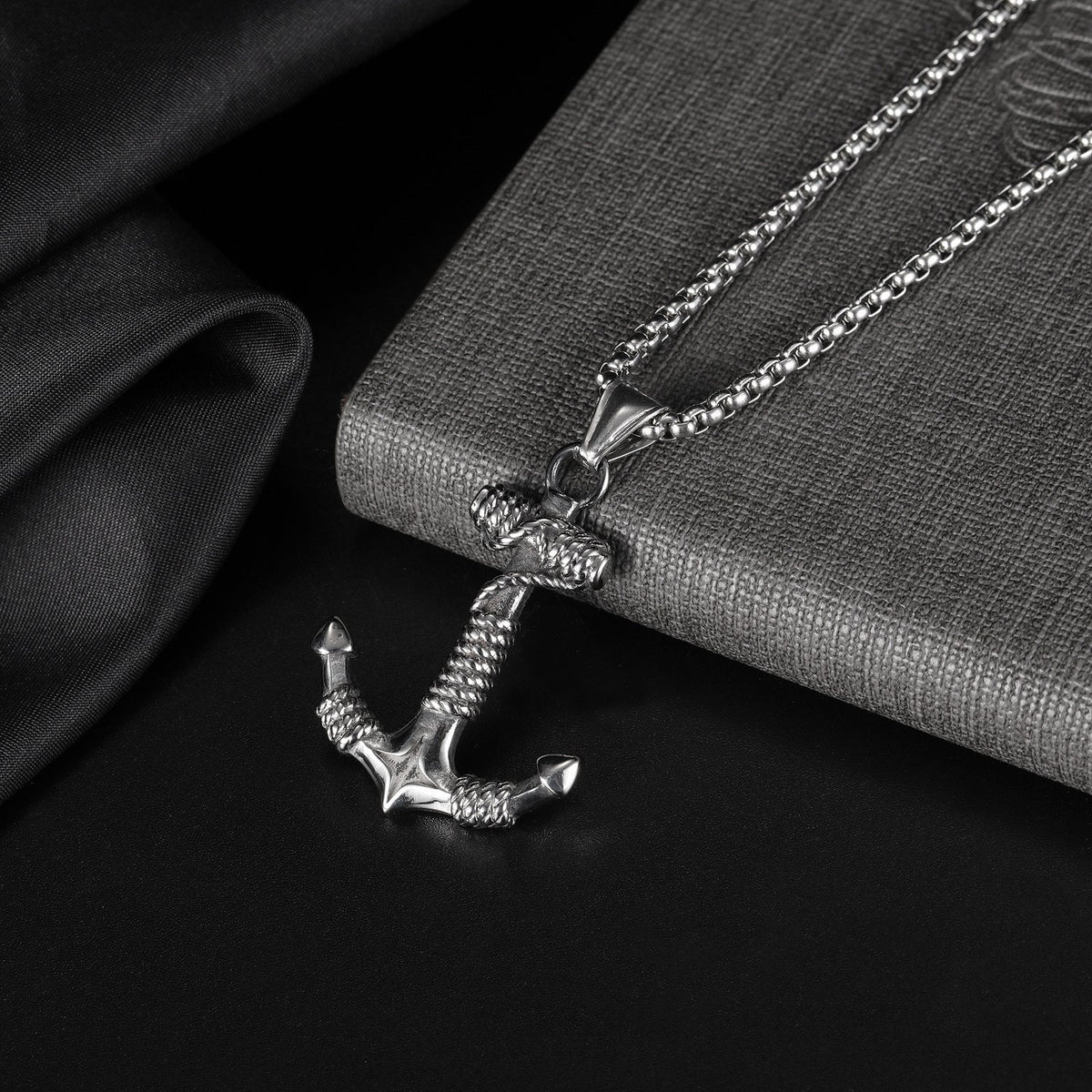 Men's Viking Boat Anchor Titanium Steel Vintage Stainless Necklace
