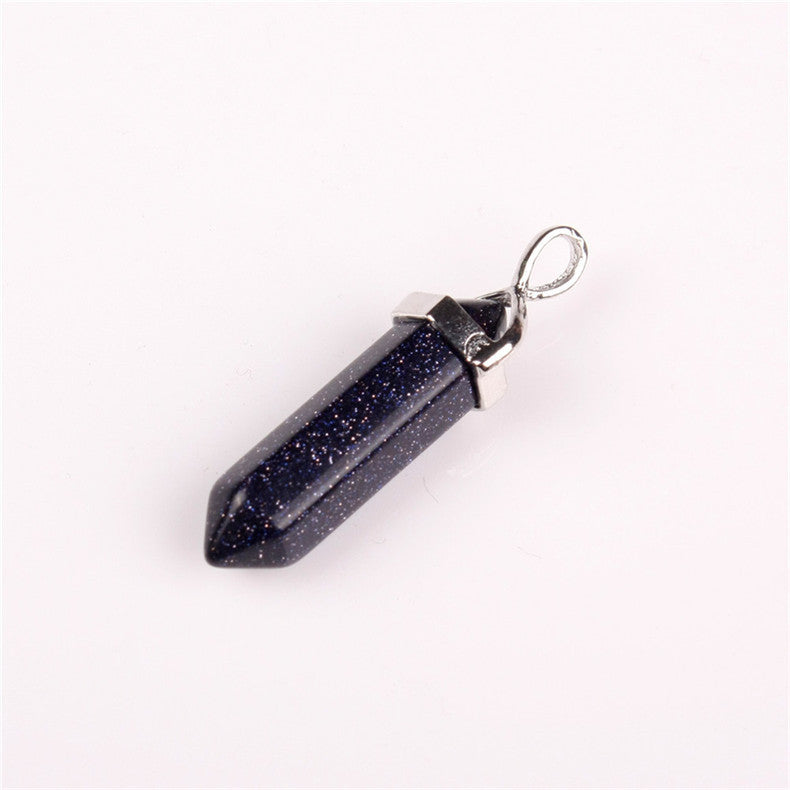 Stone Crystal Agate Bullet Hexagon Prism Pendant