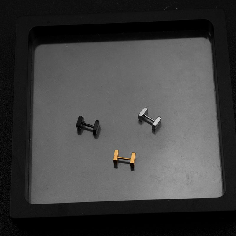 Women's & Men's Ear Positive Edge Titanium Steel Stainless Stud Earrings