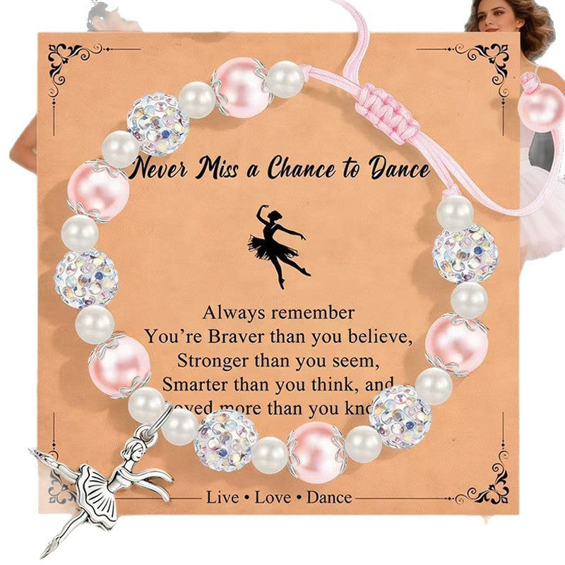 Pearl Pink Imitation Dancing Lovers Holiday Bracelets