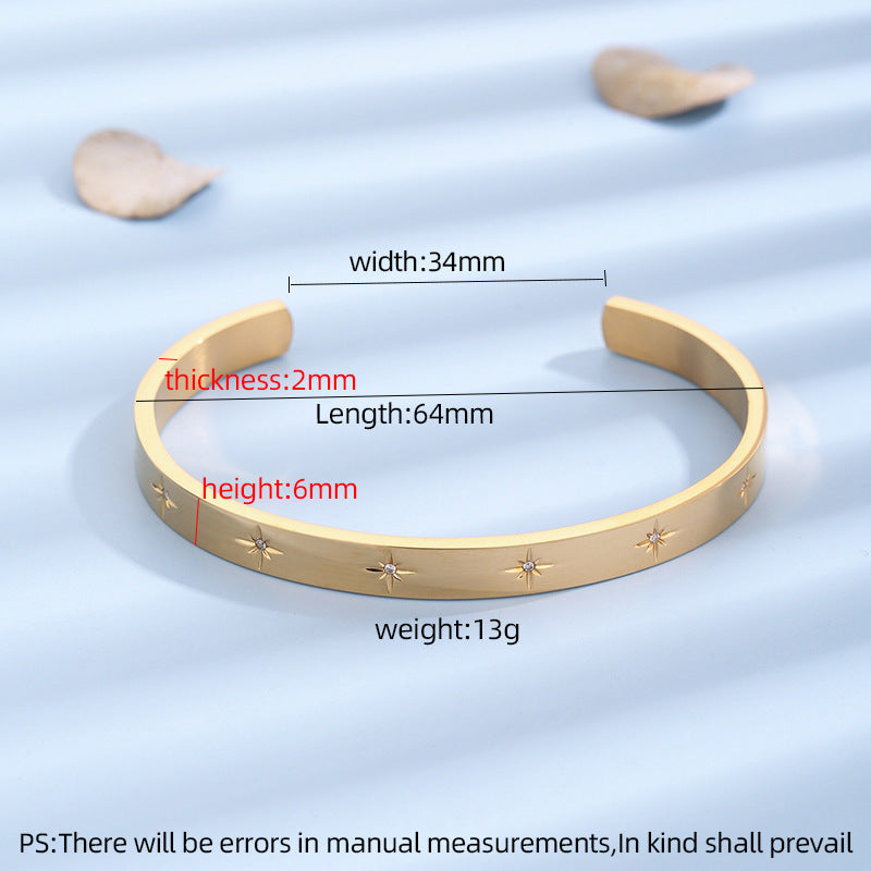Women's Shaped Stainless Steel Stars Diamond Affordable Luxury Fashion Simple Bracelet